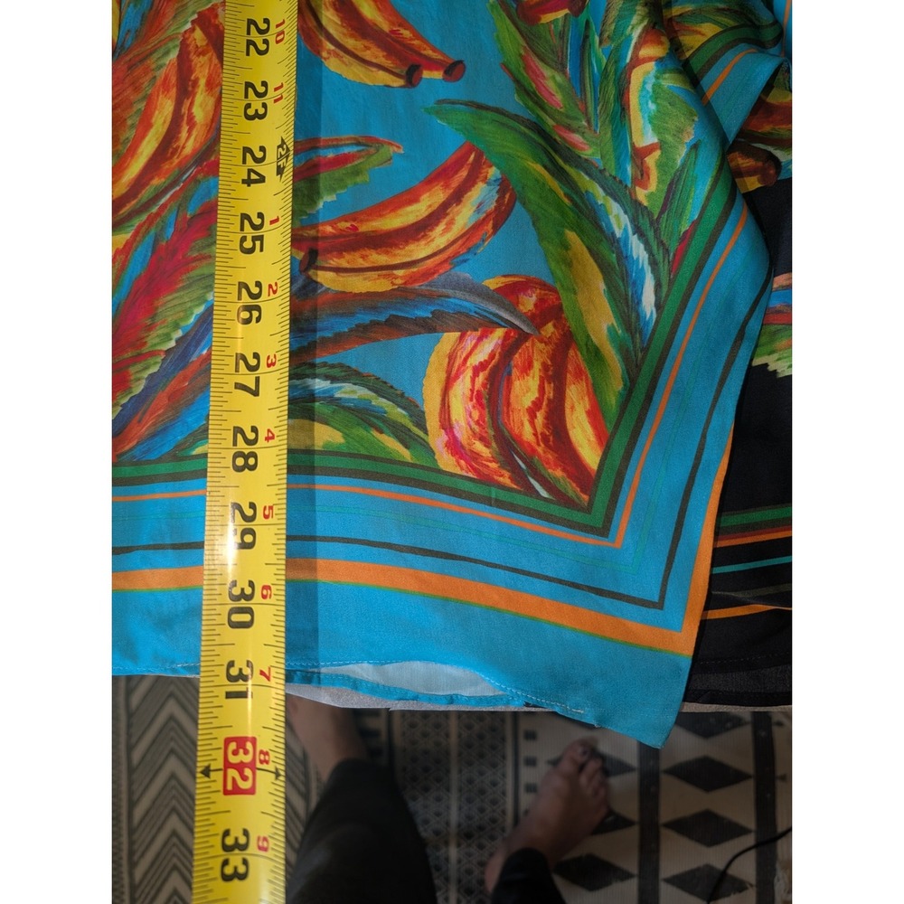 Farm Rio Womens Tropical Banana Print Mini Wrap Dress Blue Black Scarf Print - Picture 10 of 10